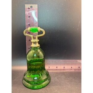 Avon 1978 Sweet Honesty Perfume Bottle Green Glass Bell w Gold Stopper Vintage
